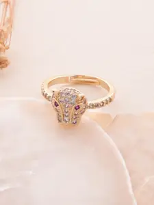 SWASHAA 18KT Gold-Plated Stone Studded Sabyaa Finger Ring