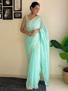 Anouk Floral Sequinned Pure Georgette Saree