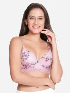 Susie Floral Printed Medium Coverage Lightly Padded T-shirt Bra- All Day Comfort