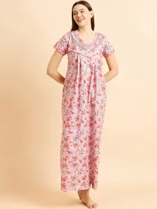 Sweet Dreams Rose Pure Cotton Printed Maxi Nightdress