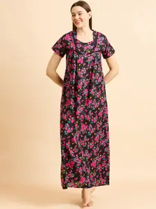 Sweet Dreams Pink Floral Printed Pure Cotton Maxi Nightdress