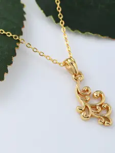 PYR FASHION Gold-Plated Floral Pendant with Chain