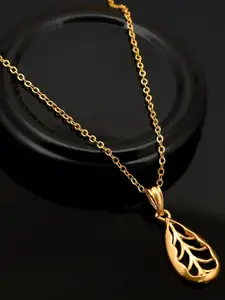 PYR FASHION Gold-Plated Contemporary Pendant with Chain