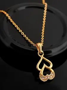PYR FASHION Gold-Plated Heart Shaped Pendant with Chain