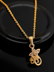 PYR FASHION Gold-Plated Contemporary Pendant with Chain