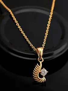PYR FASHION Gold-Plated Peacock Shaped Pendants with Chains