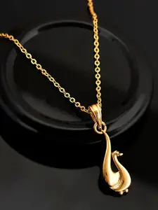 PYR FASHION Gold-Plated Peacock Shaped Pendant with Chain