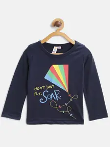 Kids On Board Girls Graphic Printed Round Neck Cotton Top