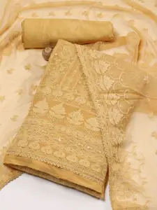 Meena Bazaar Floral Embroidered Zari Unstitched Dress Material