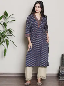 Spring Soul V Neck Ethnic Motifs Printed Kurta