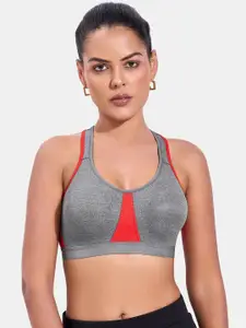 MAROON Full Coverage Non Padded Workout Bra With All Day Comfort