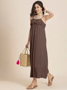 Moomaya Shoulder Straps Sleeveless A-Line Maxi Dress