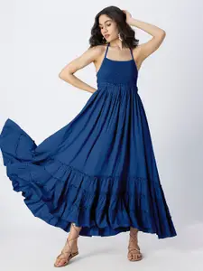 Moomaya Shoulder Straps Smocked Maxi Dress