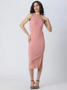 Moomaya Round Neck Sleeveless Bodycon Midi Dress