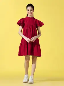 Cherry & Jerry Flutter Sleeve A-Line Dress