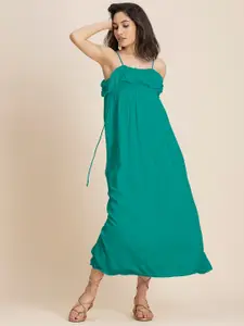 Moomaya Shoulder Straps Sleeveless A-Line Maxi Dress