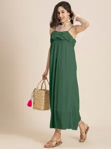 Moomaya Shoulder Straps Sleeveless Maxi A-Line Dress