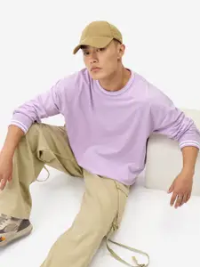 The Souled Store Purple Round Neck Cotton Oversized T-shirt