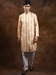 Exotic India Men Embroidered Regular Sequinned Pure Cotton Kurta with Pyjamas