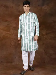 Exotic India Men Printed Regular Sequinned Pure Cotton Kurta with Pyjamas