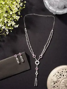 Niscka Rhodium Plated American Diamond Necklace Set