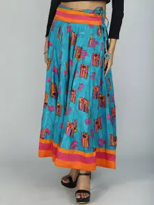 Exotic India Abstract Printed Flared Maxi A-Line Skirt