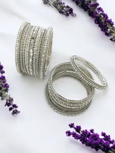 FEMMIBELLA Set Of 18 Silver-Plated Oxidised Bangles