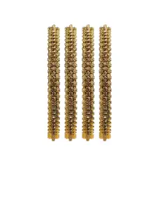 FEMMIBELLA Set Of 4 Gold Plated CZ Studded Bangles