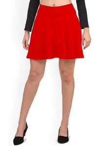 Mehrang A-Line Gathered or Pleated Mini Skirt With Inner Short