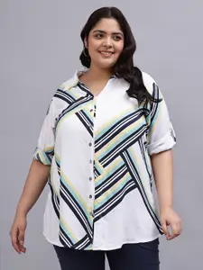 Indietoga Plus Size Classic Striped Printed Casual Shirt