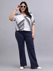 Indietoga Plus Size Classic Striped Printed Casual Shirt