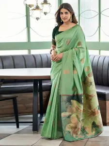 Satrani Floral Zari Silk Blend Saree