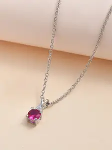 Ornate Jewels 925 Silver Rhodium-Plated BIS Hallmark Ruby Solitaire Pendant & Chain