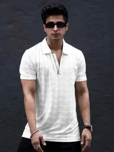 Maniac Men Striped Polo Collar Slim Fit T-shirt