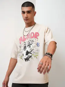 HIGHLANDER Graphic Printed Drop Shoulder Sleeves Relaxed Fit T-shirt