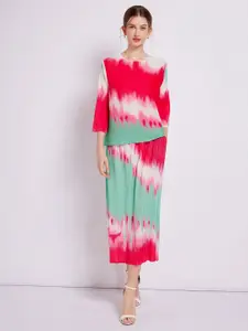 JC Collection Tie & Dye Top With Skirt