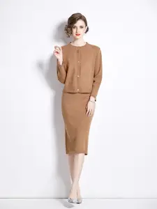 JC Collection Round Neck Top & Skirt Co-Ords Set