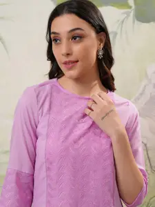 Vishudh Three-Quarter Sleeves Round Neck Gotta Patti Kurta