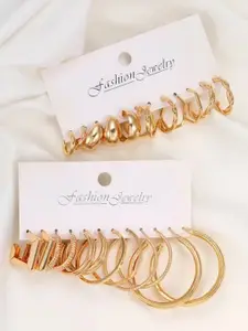 Jewels Galaxy Set Of 12 Gold Plated Contemporary Studs