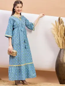 Stylo Bug Girls Floral Print Tie-Up Neck Maxi Dress