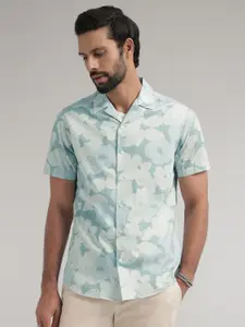 Andamen Premium Fit Floral Printed Cuban Collar Cotton Casual Shirt