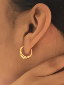 PALMONAS Gold Plated Stainless Steel Circular Hoop Earrings