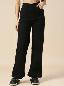 HJ HASASI Women Wide Leg High-Rise Stretchable Jeans