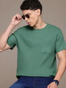 The Roadster Lifestyle Co. Self-Striped Regular Fit T-shirt
