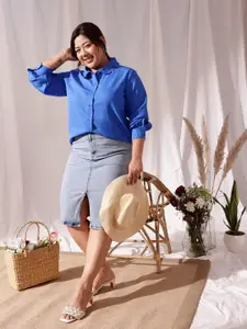 CURVY STREET Peter Pan Collar Comfort Regular Fit Casual Shirt