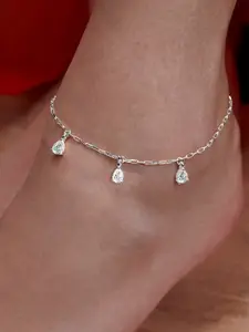 MINUTIAE Silver Plated Artificial Stones Anklet