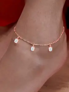 MINUTIAE Rose Gold-Plated Stone Studded Anklet
