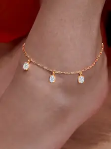 MINUTIAE Gold-Plated Artificial Stones Studded Anklet