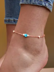 MINUTIAE Rose Gold-Plated Crystals Studded Anklet