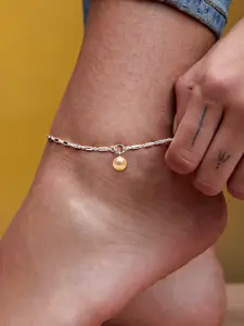 MINUTIAE Silver-Plated Crystal Studded Anklet